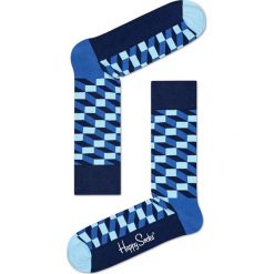 Happy Socks - Skarpety Filled Optic. Niebieskie skarpetki męskie Happy Socks, bez wzorów, z elastanu. W wyprzedaży za 29,90 zł.