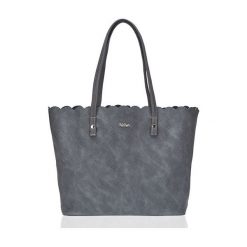 TORBA SHOPPER FALBANKA MILTON CIEMNY SZARY VIOLET. Czarne torby damskie na zakupy marki Milton, ze skóry ekologicznej, na ramię, zdobione. Za 99,00 zł.