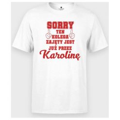 Koszulka Zajęty Kolega + imię. T-shirty chłopięce MegaKoszulki, bez wzorów, z bawełny, bez rękawów. Za 44,90 zł.