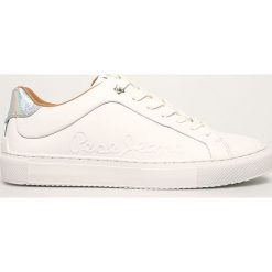 Pepe Jeans - Buty Adams Logo. Białe buty sportowe damskie Pepe Jeans, bez wzorów, z jeansu, sportowe. W wyprzedaży za 279,90 zł.