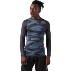 Reebok Long Sleeve Compression M Niebiesko-Grafitowa. Szare bluzy męskie Reebok, m, bez wzorów, ze skóry, bez kołnierzyka, z długim rękawem, długie. Za 49,99 zł.