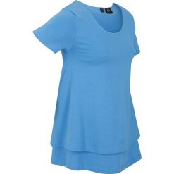 Shirt sportowy przyjazny dla środowiska, krótki rękaw bonprix niebieski. Niebieskie bluzki sportowe damskie bonprix, bez wzorów, bez kołnierzyka, z krótkim rękawem, krótkie, bez kaptura. Za 64,99 zł.