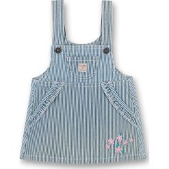 Sukienka w kolorze błękitno-białym. Niebieskie sukienki niemowlęce Sanetta, w paski, mini, rozkloszowane. W wyprzedaży za 69,95 zł.