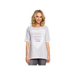 M023 Dresowa bluza tunika z sercem szara. Szare tuniki damskie Moe, z elastanu, bez kaptura. Za 105,00 zł.