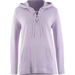 Bluzy damskie: Bluza z kapturem i dłuższym tyłem bonprix fiołkowy bez
