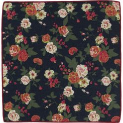 Granatowa Elegancka Męska Poszetka w Kwiaty -ALTIES- Motyw Florystyczny POSZALTTANIA0230. Niebieskie poszetki męskie Alties, w kwiaty, z materiału, eleganckie. Za 16,90 zł.