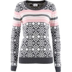 Sweter bonprix antracytowy melanż wzorzysty. Szare swetry damskie bonprix, bez wzorów, bez rękawów, bez kaptura. Za 74,99 zł.