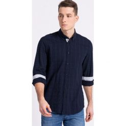 Trussardi Jeans - Koszula. Niebieskie koszule męskie Trussardi Jeans, bez wzorów, z bawełny, casualowe, z włoskim kołnierzykiem, z długim rękawem. W wyprzedaży za 299,90 zł.