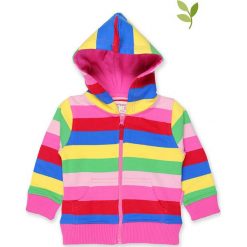 Bluza w kolorze jasnoróżowym ze wzorem. Czerwone bluzy niemowlęce Toby Tiger, w paski, z bawełny, z kapturem. W wyprzedaży za 129,95 zł.