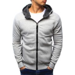 Bluzy męskie: Bluza męska rozpinana szara z kapturem (bx3159)