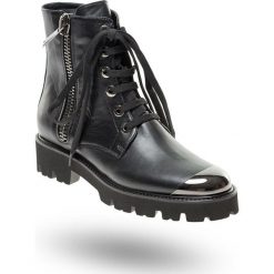 TRAPERY BALDININI. Czarne buty trekkingowe damskie Baldinini, ze skóry, na wysokim obcasie, na zamek. Za 1433,40 zł.