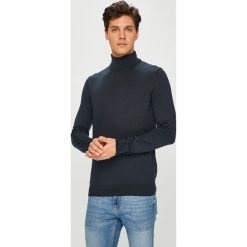 Mustang - Sweter. Niebieskie swetry męskie Mustang, s, bez wzorów, z bawełny, z golfem, bez kaptura. W wyprzedaży za 99,90 zł.
