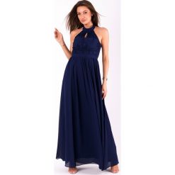 EVA&LOLA SUKIENKA GRANATOWY 51009-6. Niebieskie sukienki damskie EVA&LOLA, s, bez wzorów, bez kołnierzyka, bez rękawów. Za 206,03 zł.