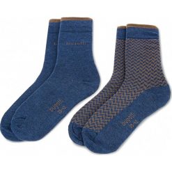 Zestaw 2 par wysokich skarpet unisex BUGATTI - 6279 Indigo 546. Niebieskie skarpetki damskie marki Bugatti, bez wzorów, z elastanu. W wyprzedaży za 29,00 zł.