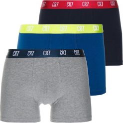 Cristiano Ronaldo CR7 SEASONAL BASIC TRUNK 3 PACK Panty dark blue/petrol/grey melange. Niebieskie bokserki męskie marki Cristiano Ronaldo CR7, z bawełny. Za 129,00 zł.