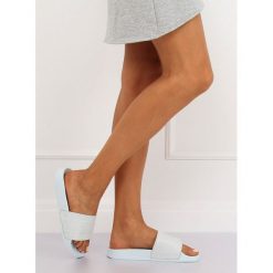 Klapki piankowe BLUE CANSU. Niebieskie klapki damskie FunKee.pl, bez wzorów, z materiału, bez obcasa. Za 54,99 zł.