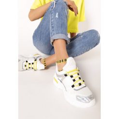 Biało-Żółte Sneakersy Whitfall. Białe sneakersy damskie Born2be. Za 99,99 zł.