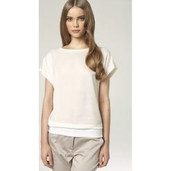 Ecru Bluzka z Krótkim Rękawem. Szare bluzki wizytowe Molly.pl, l, z jeansu, eleganckie, z klasycznym kołnierzykiem, z krótkim rękawem. Za 99,90 zł.