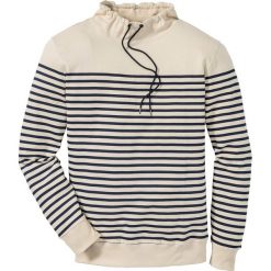 Bluzy męskie: Bluza z szalowym kołnierzem Slim Fit bonprix beżowy w paski