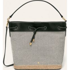 Lauren Ralph Lauren - Torebka. Czarne kuferki damskie Lauren Ralph Lauren, w paski, z bawełny, duże, z aplikacjami. W wyprzedaży za 699,90 zł.