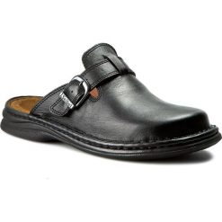 Klapki JOSEF SEIBEL - Madrid 10122 37 600 Schwarz. Czarne klapki męskie Josef Seibel, w paski, ze skóry. Za 269,00 zł.