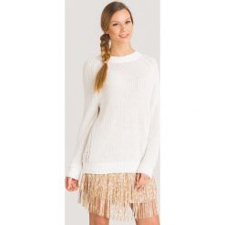 SWETER Patrizia Pepe. Białe swetry damskie Patrizia Pepe, s, z aplikacjami, z materiału, bez rękawów, bez kaptura. Za 443,00 zł.