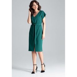 Sukienka do pracy na lato zielona - xl. Zielone sukienki damskie e-margeritka.pl, na lato, xl, bez wzorów, z poliesteru, eleganckie, z krótkim rękawem, krótkie, bez kaptura. Za 174,99 zł.