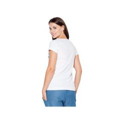 Bluzka K460 Biała. Białe bluzki damskie KATRUS, xl, bez wzorów, z bawełny, bez kołnierzyka, z krótkim rękawem. Za 89,00 zł.