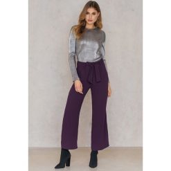 Spodnie z wysokim stanem: Trendyol Szerokie spodnie z wiązaniem w talii – Purple