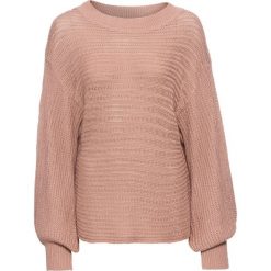 Sweter oversize w ażurowy wzór bonprix dymny różowy. Różowe swetry damskie bonprix, bez wzorów, bez rękawów, bez kaptura. Za 44,99 zł.