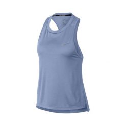 Koszulka biegowa damska NIKE MILER RUNNING TANK / 932497-415. Niebieskie koszulki damskie Nike, bez wzorów, z tkaniny, z okrągłym kołnierzem, bez rękawów. Za 79,00 zł.