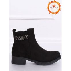 Botki damskie zamsz czarne 1210D-PA BLACK. Czarne botki damskie obuwie damskie, z zamszu, eleganckie, bez obcasa, na obcasie, na zamek. Za 114,75 zł.