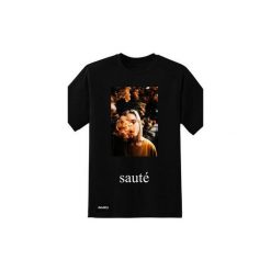 SAUTE TEE. Czarne t-shirty damskie marki MAJORS, s, z nadrukiem, z bawełny, bez kołnierzyka. Za 99,00 zł.