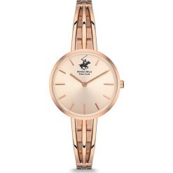 Zegarek kwarcowy w kolorze jasnoróżowym. Różowe, analogowe zegarki damskie Beverly Hills Polo Club, metalowe. W wyprzedaży za 269,95 zł.