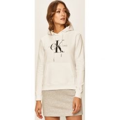 Calvin Klein Jeans - Bluza. Szare bluzy damskie Calvin Klein Jeans, s, z nadrukiem, z bawełny, bez rękawów, z kapturem. Za 449,90 zł.