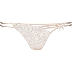 Stringi "Londra" w kolorze cielisto-białym. Brązowe stringi damskie Lascana & Co., w koronkowe wzory, z koronki. W wyprzedaży za 44,95 zł.