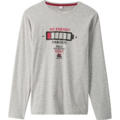 Shirt z długim rękawem i nadrukiem bonprix jasnoszary melanż z nadrukiem. Szare koszule chłopięce bonprix, z nadrukiem, bez kołnierzyka, z długim rękawem, długie. Za 29,99 zł.