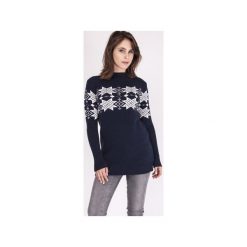 Sweter w skandynawskie wzory, SWE128 granat/ecru MKM. Białe swetry klasyczne damskie marki Mkm swetry, na zimę, s, z dzianiny. Za 143,00 zł.
