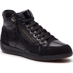 Sneakersy GEOX - D Myria C D6468C 04120 C9999 Black. Czarne półbuty damskie Geox, na co dzień, bez wzorów, z zamszu, bez obcasa, na płaskiej podeszwie, bez zapięcia. W wyprzedaży za 329,00 zł.