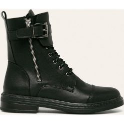 Answear - Workery. Czarne workery damskie ANSWEAR, z materiału, na sznurówki. W wyprzedaży za 179,90 zł.