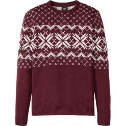 Sweter w norweski wzór bonprix czerwony klonowy. Czerwone swetry męskie bonprix, s, z okrągłym kołnierzem. Za 74,99 zł.