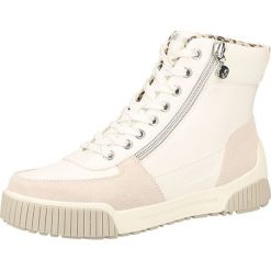 Skórzane sneakersy w kolorze kremowym. Białe trampki i tenisówki damskie Tamaris, Caprice, Marco Tozzi, s.Oliver, bez wzorów, na sznurówki. W wyprzedaży za 175,95 zł.