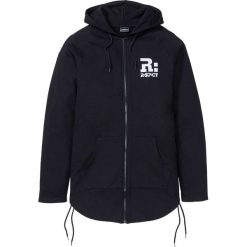Długa bluza rozpinana z kapturem bonprix czarny. Czarne bluzy męskie bonprix, s, z nadrukiem, z kapturem, z długim rękawem, długie, z kapturem. Za 109,99 zł.
