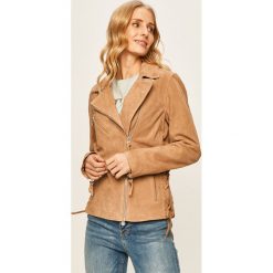 Pepe Jeans - Kurtka skórzana Rita. Brązowe kurtki damskie Pepe Jeans, s, bez wzorów, z poliesteru, krótkie. W wyprzedaży za 999,90 zł.