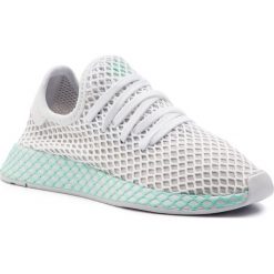 Buty adidas - Deerupt Runner W CG6089 Ftwwht/Greone/Clemin. Białe półbuty damskie Adidas, na co dzień, bez wzorów, z tworzywa sztucznego, bez obcasa, na płaskiej podeszwie, bez zapięcia. W wyprzedaży za 269,00 zł.