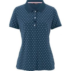 Shirt polo "pique", w kropki bonprix ciemnoniebiesko-biały w kropki. Niebieskie koszulki damskie bonprix, bez wzorów, polo, bez rękawów. Za 27,99 zł.