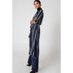 Płaszcze damskie: Hot & Delicious Płaszcz w paski Duster – Multicolor,Navy