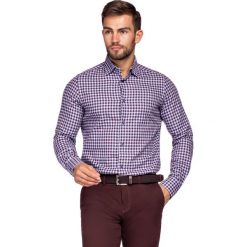 Koszula Bordowa w Kratę Mercury. Czerwone koszule męskie LANCERTO, m, w kratkę, z bawełny, eleganckie, bez kołnierzyka, bez rękawów. Za 299,90 zł.