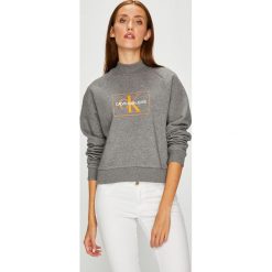 Calvin Klein Jeans - Bluza. Szare bluzy rozpinane damskie Calvin Klein Jeans, l, z nadrukiem, z bawełny, bez kaptura. Za 399,90 zł.