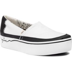 Tenisówki TOMS - Alpargata Boardwalk 10014436 White/Black. Białe półbuty damskie Toms, na co dzień, bez wzorów, z gumy, bez obcasa, bez zapięcia. W wyprzedaży za 219,00 zł.